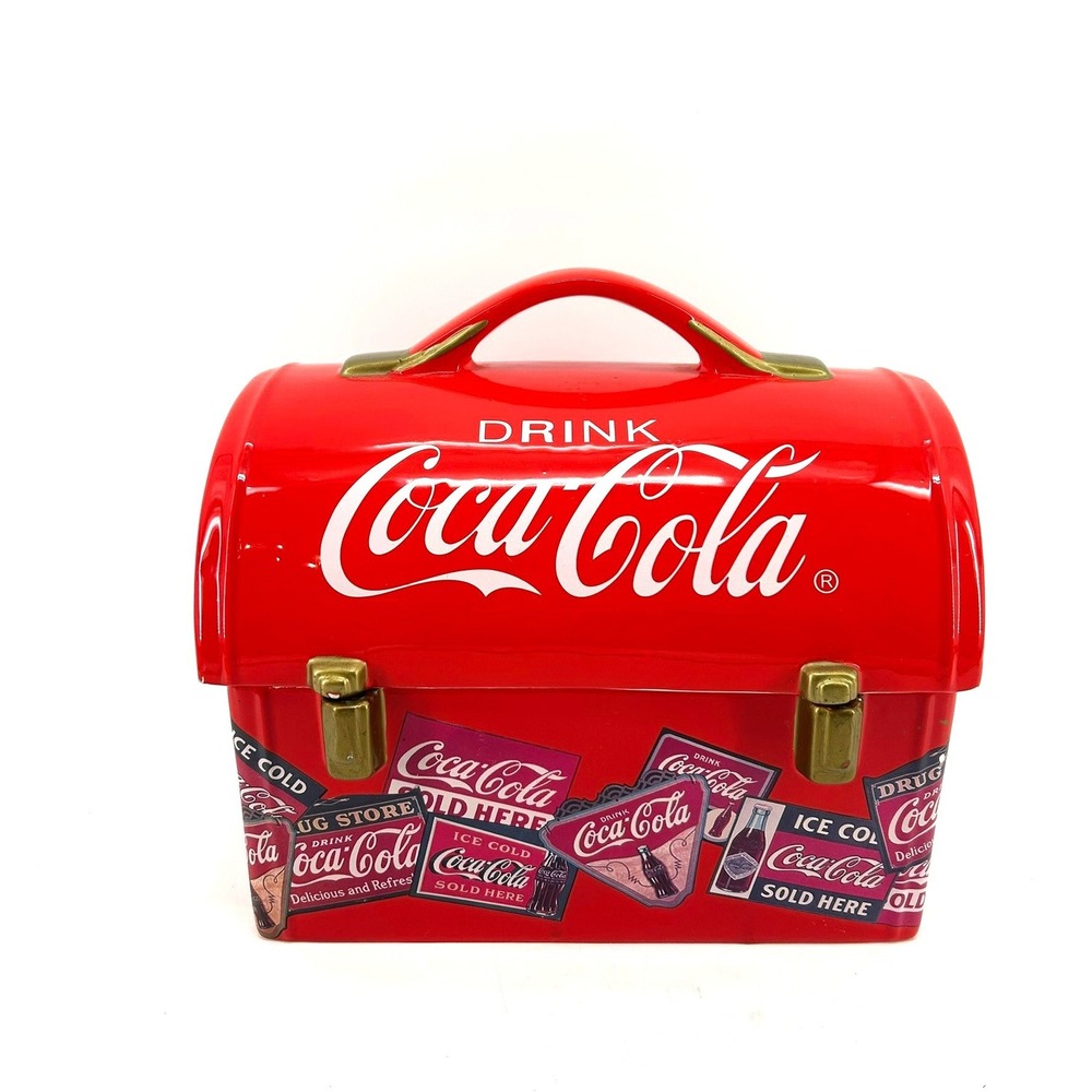 Coca-Cola Gibson Red Ceramic Lunchbox Style Cookie Jar Vintage AdvertisingDesign